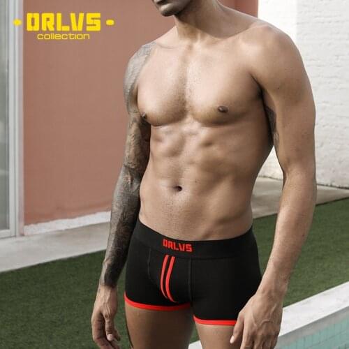 ORLVS Mens Sexy Underwear Boxers Shorts Cotton Comfortable Underpants Gay Lingerie Male Fashion Panties Calzoncillo Hombre OR167