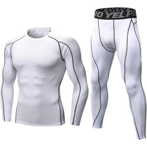 Men"s Fitness Running Sports Clothing Sets Quick-Drying Long-Sleeved t-Shirt Exercise Gym Sport Training Clothes Yoga Suits Kits