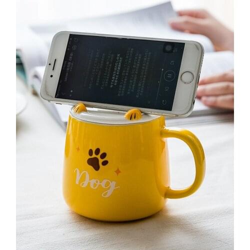 410ml Cartoon Mugs With Lid Holder Bear Rabbit Cup Set 2PCS Mug Spoon For Drink Coffee As Couple Brithday Gifts tasse à café