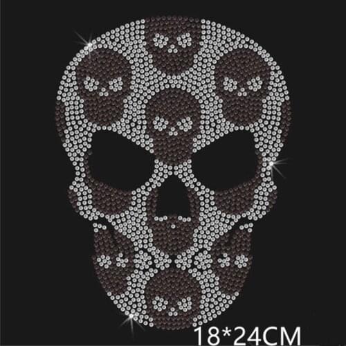 Skull sticker rhinestones patch designs iron on transfer hot fix rhinestone transfer motifs iron on applique patches shirt