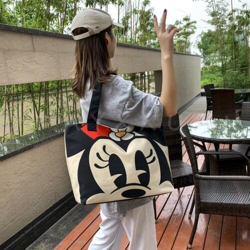 2021 new Disney Korean canvas bag large-capacity tote bag Mickey mouse women fashion print shoulder diagonal bag