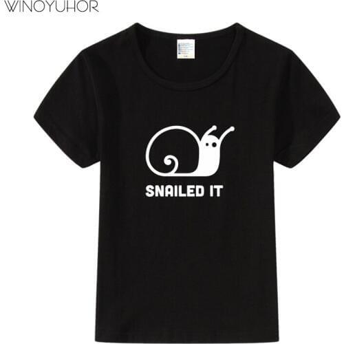 2020 New Summer 2-9 Years Tee Boys Girls O-neck Cotton T-shirts Baby Kids Funny Cartoon Snail Print Tops Tshirt High Quality