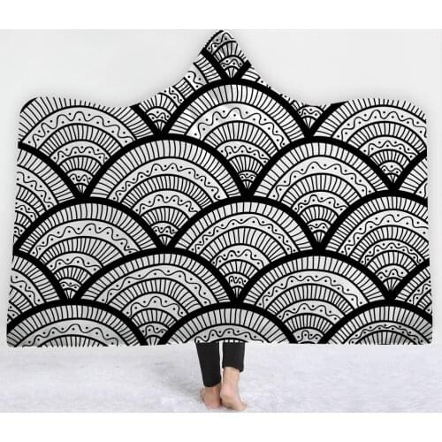 Fan blade shape Blanket with hat keep Warm soft comfortable Stripe pattern fashion Blanket black and white pattern Blanket