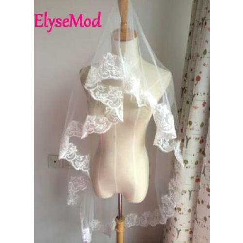One layer Bridal Wedding Veil White Ivory Bridal Accessories With Appliques Cheap Wedding Accessories