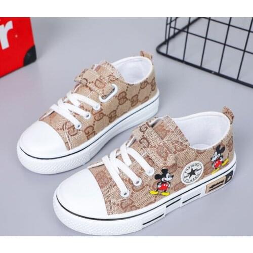 Children Mickey Canvas Shoes Spring New Cartoon Boys Girls Casual Shoes Soft Bottom Anti-Slippery Kids Shoes Unisex