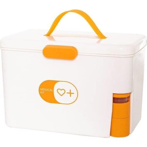 Large Capacity 2 Layers Portable Family Sundries Storage First Aid Kit Plastic Drug Multi-Functional Medicine Emergency Cabinet