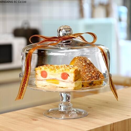 European-style Transparent Glass Display Cake Plate Cake Candy Plate Tall Tray Wedding Birthday Display Plate Home Decoration