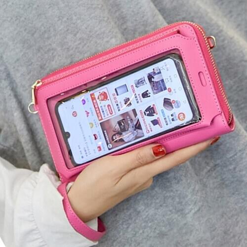 RFID Transparent Window Phone Pocket Designer Women Shoulder Bags PU Leather Ladies Small Crossbody Bags Female Clutch Wallet