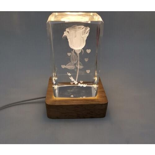 LED Night Light Wooden Square Base Holder Display Stand for Crystals Glass Ball Illumination Lighting Accessories Handicraft Dec