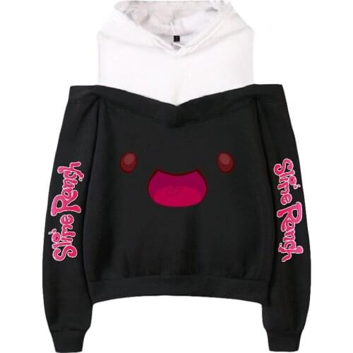 Anime Slime Rancher Hoodies Female Off Shoulder Sweatshirt Womens Pullover Harajuku Streetwear Simulation Game Fashion Clothes