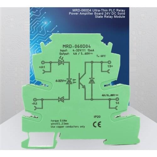 Solid State Relay Module SSR MRD-060D4 Ultra-Thin PLC Relay module Power Amplifier Board 4-32 VDC to 5-60 V DC