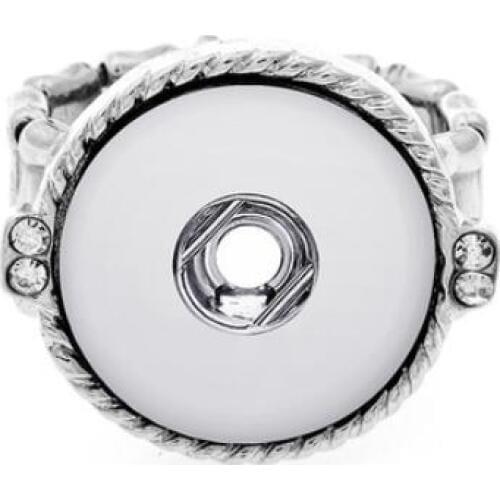 Vintage Crystal DIY elastic adjustable snaps ring fit 18mm metal snap buttons womens fashion jewelry Mens ring