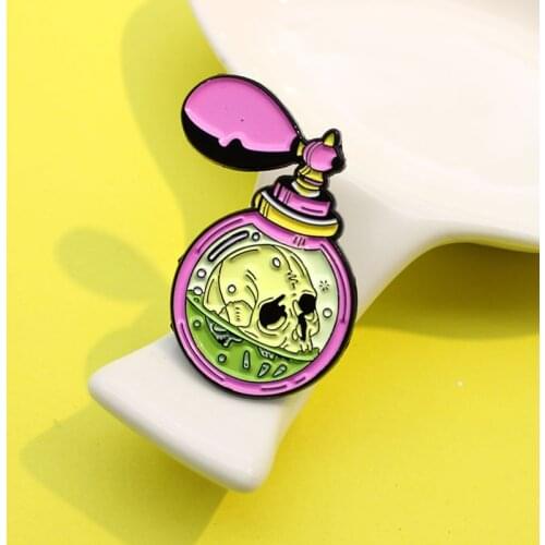 XCMRYSP Purple Witch Potion Badge Brooch Mysterious Skeleton Perfume Metal Enamel Lapel Pin Backpack Clothes Fashion Jewelry