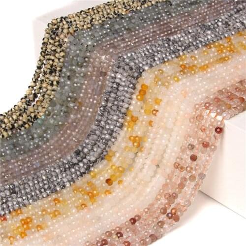 Yellow Aventurine 3*4 mm Rondelle Beads Polished Labradorite Gray Agat Abacus Stone Strand Beads For DIY Making Jewelry Earrings