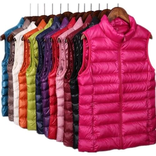 90% Ultra Light White Duck Down Women Vest Thin Coat Women Duck Down Vest Jacket Autumn Winter High collar Sleeveless Coat