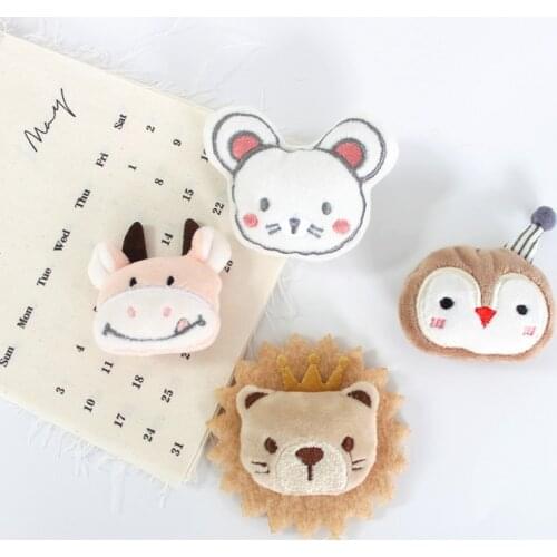 10PCS/Lot Cartoon Plush Calf Penguin Lion Mouse Cloth Patches Applique Crafts For Girl Garment Accessories And Bag Decoration