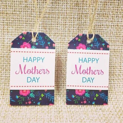100Pcs Happy Mothers' Day Tag Garment Label Paper Tag For Mother Gift Tag Thank You Handmade Tag