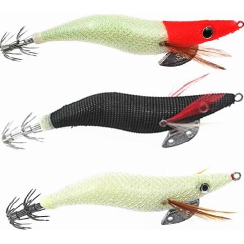 15Pcs Octopus Squid Jigs Lures 3.5# 13.5cm 21g Cuttlefish Artificial Bait Luminous Shrimp Lure Squid Hook Fishing Lures