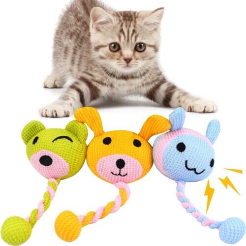 3PCS Pet Sound Toy Creative Cartoon Lovely Knitted Kitten Toy Pet Play Toy Squeaky Dog Chew Toys Resistant Puppy Toy