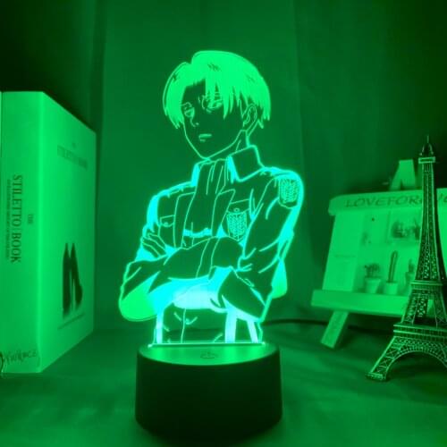 Acrylic Table Lamp Anime Attack on Titan for Home Room Decor Light Cool Kid Child Gift Captain Levi Ackerman Figure Night Lights