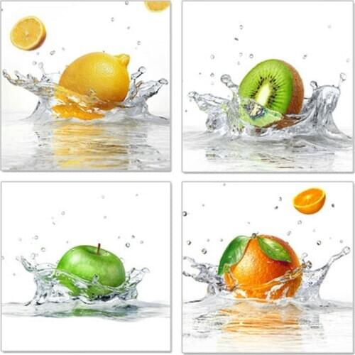 4 Pieces Fruit 5d Diamond Painting full square drill diamond mosaic apple orange lemon decoration 5d diamond EmbroideryZP-1146