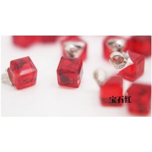 Free shipping 30pcs/lot Red Fashion glass rhinestone Buttons shirt button High-grade buttons Mink button diagonal 10mm