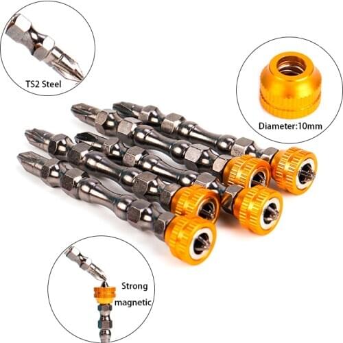 Free Shipping S2 Steel With Magnetic Ring Magnetic Screwdriver Bit PH2 Phillips Screwdriver Power Tool For Screw Positioning 3PC