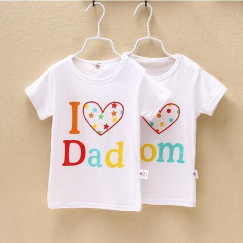 Free shipping 2018 Spring summer Korean version Children T shirt Girls i love mom/dad short sleeve T-shirt kids T shirt