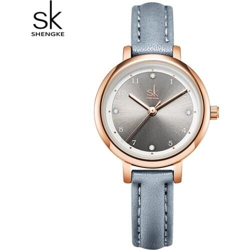 ShengKe New Women Quartz Watch Dress Lady Rhinestone Watches Genuine Leather Waterproof Top Luxury Brand Fashion Clock Girl Gift