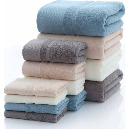 Clean Hearting Cotton Towel Set for Men Face Washcloth Hand Towel Bath Towel Camping Shower Towels Bathroom Swimming Gifts Women