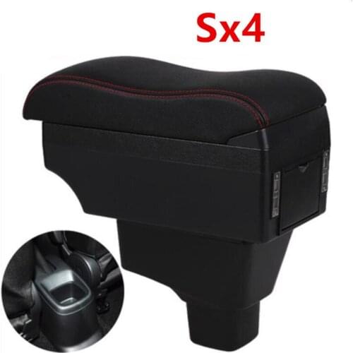 For Suzuki SX4 armrest box central Store content box with cup holder ashtray decoration products accessories With USB interface