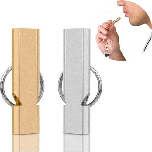 Double Tubes Aluminum Emergency Whistles High Pitch Hiking Camping Hunting Survival Whistle Safety Outdoor First Aid