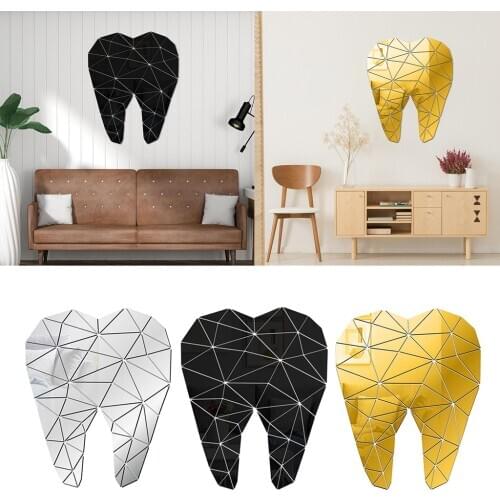 Geometric Tooth Dentist Doctor Clinic Acrylic Wall Stickers Interior Window Decoration Decals Murals