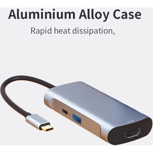 6-in-1 Type-C Hub Compatible With 3.5mm Plug Microphone Port USB 3.1/usb 3.0 HDMI-compatible Output Type-C Fast Charging