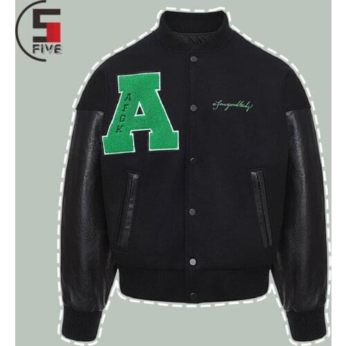 Hip Hop Patchwork Letter Embroidered Jacket Men Streetwear Baseball Coats Harajuku Campus Couple Unisex Character Print Jackets