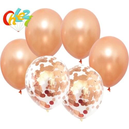 6pcs/lot 12inch Champagne gold Rose Gold gold Latex Balloons rose gold confetti Wedding Birthday Party Decor Helium Supplies