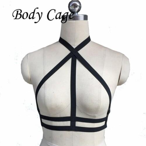 Body Cage Hot Sexy Womens Strapy Goth Bra Garter Belt Club Erotic Chest garters for women Body Bridal Bandage Crop Top