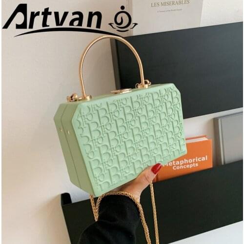 2021 New ABS Small Square Messenger Bag Girls Letter Chain Hasp Crossbody Bags For Women Green Box Shoulder Bags Summer ZY07