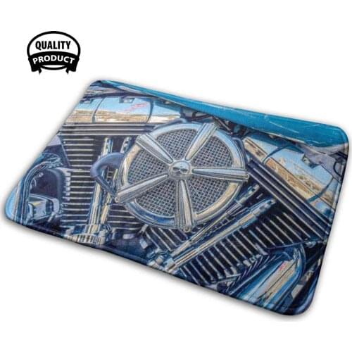 Skull Bike Motor Soft House Family Anti-Slip Mat Rug Carpet Engine Railway Locomotive Garage Railroad Tuning Trains Rail Steam