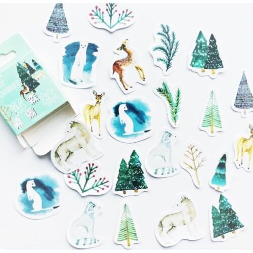 45 pcs /Box Kawaii Forest Animals Fox Rabbit Bear Paper Stickers DIY Album Books Decorative Stickers