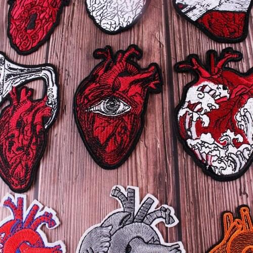 Heart Eye Patch Biker Embroidered Patches For Clothing Punk Iron On Patches On Clothes Applique Stickers Badge Sewing Fabric