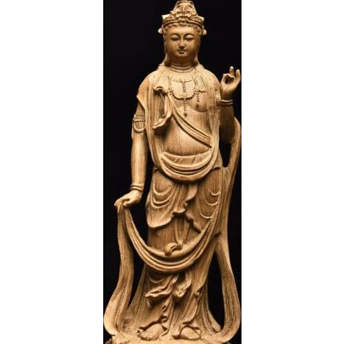 Natural Hainan Chenxiang Zizi Guanyin wood carving ornaments fine Buddha statue home living room Fengshui solid wood crafts
