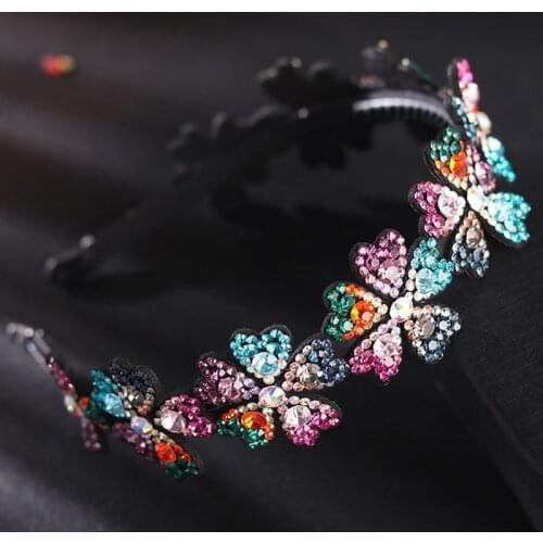 2021 New Hairband Women Rhinestone Headband Crystal Floral Colorful Headwear Luxury Hoop with Teeth All Match Hair Accessory