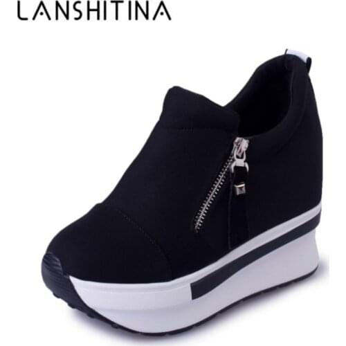 New Spring 2020 Women Wedge Casual Shoes Zipper Height Increasing Breathable Sneakers Women Summer Walking Flats Trainers Shoes