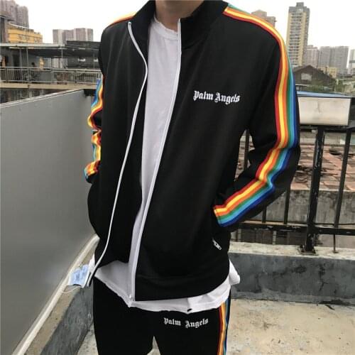 Palm Angels side rainbow striped casual couple men women sports 4864124551