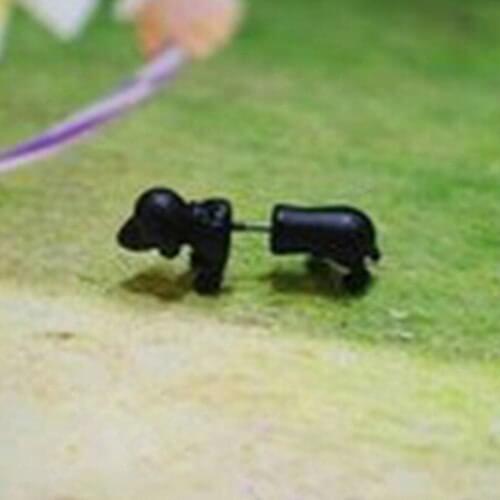 12 pcs Womens Mens Cute Lovely Black Dog Ear Stud Animal Puncture Piercing Earring