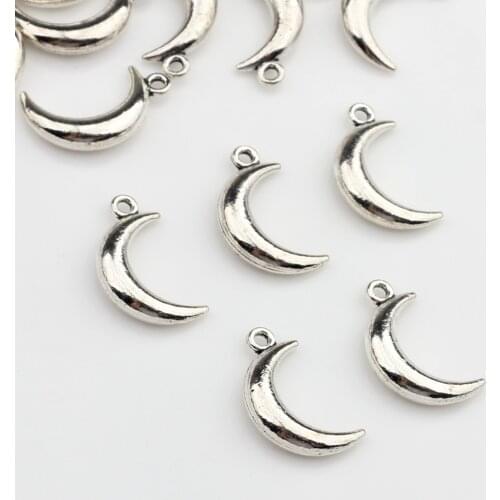 20pcs 18*5MM Retro Zinc Alloy Moon Shape Charms Pendants For DIY Jewelry Accessories Free Shipping