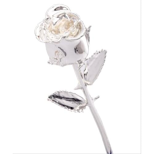 24K Silver Dipped Real Rose Plated Flower Party Decoration Thanksgiving Birthday Party Valentines Day Anniversary