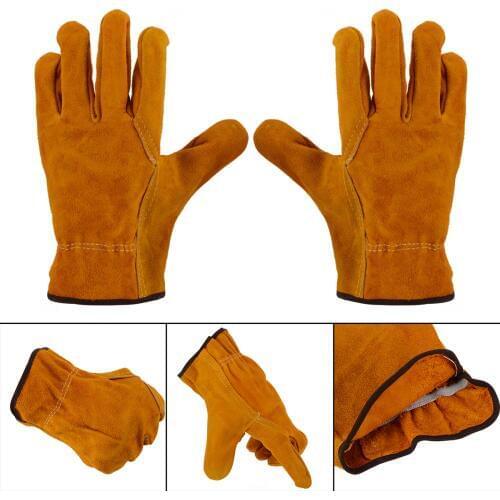 1 Pair Heavy Duty Gardening GlovesThorn Proof Cowhide Leather Garden Fruit Tree Flower Pruning Gloves