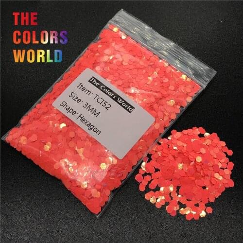 TCI52 Pearlescent Iridescent Orange Red Color Hexagon Shape For Nail Glitter Nail Art Decoration Nail Gel Makeup DIY Accessorie